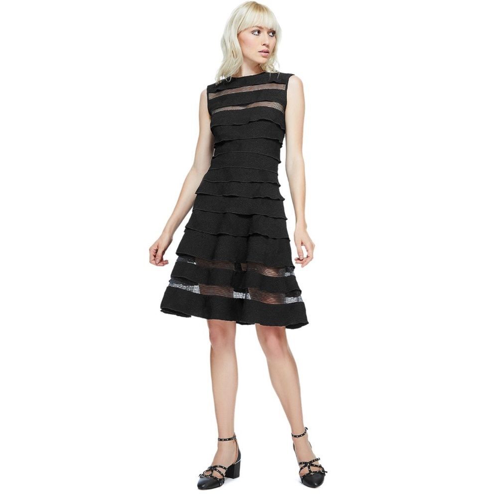 Tadashi Shoji Philippe Black Sleeveless Dress Size 2 Sophisticated Elegant Party